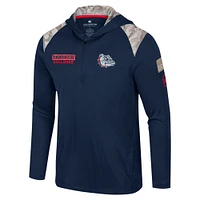 Men's Colosseum Navy Gonzaga Bulldogs OHT Military Appreciation Quarter-Zip Hoodie Jacket