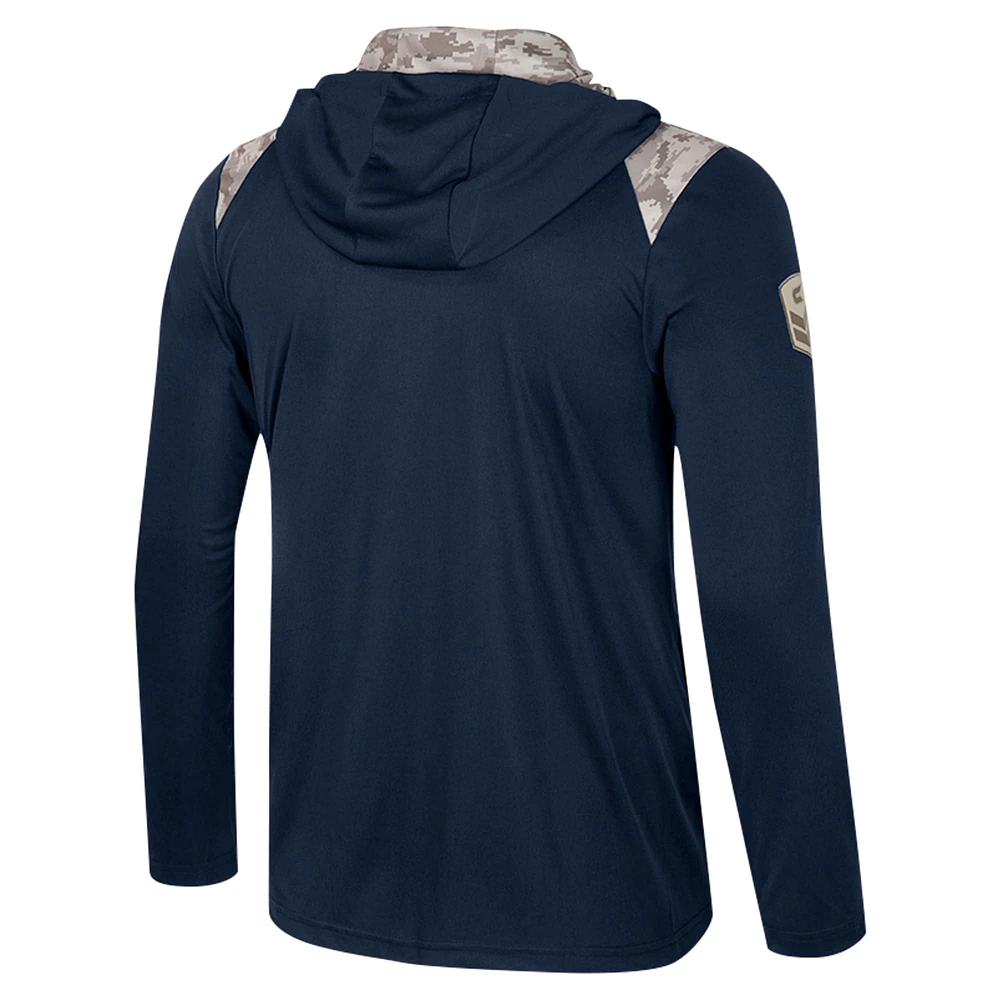 Men's Colosseum Navy Gonzaga Bulldogs OHT Military Appreciation Quarter-Zip Hoodie Jacket