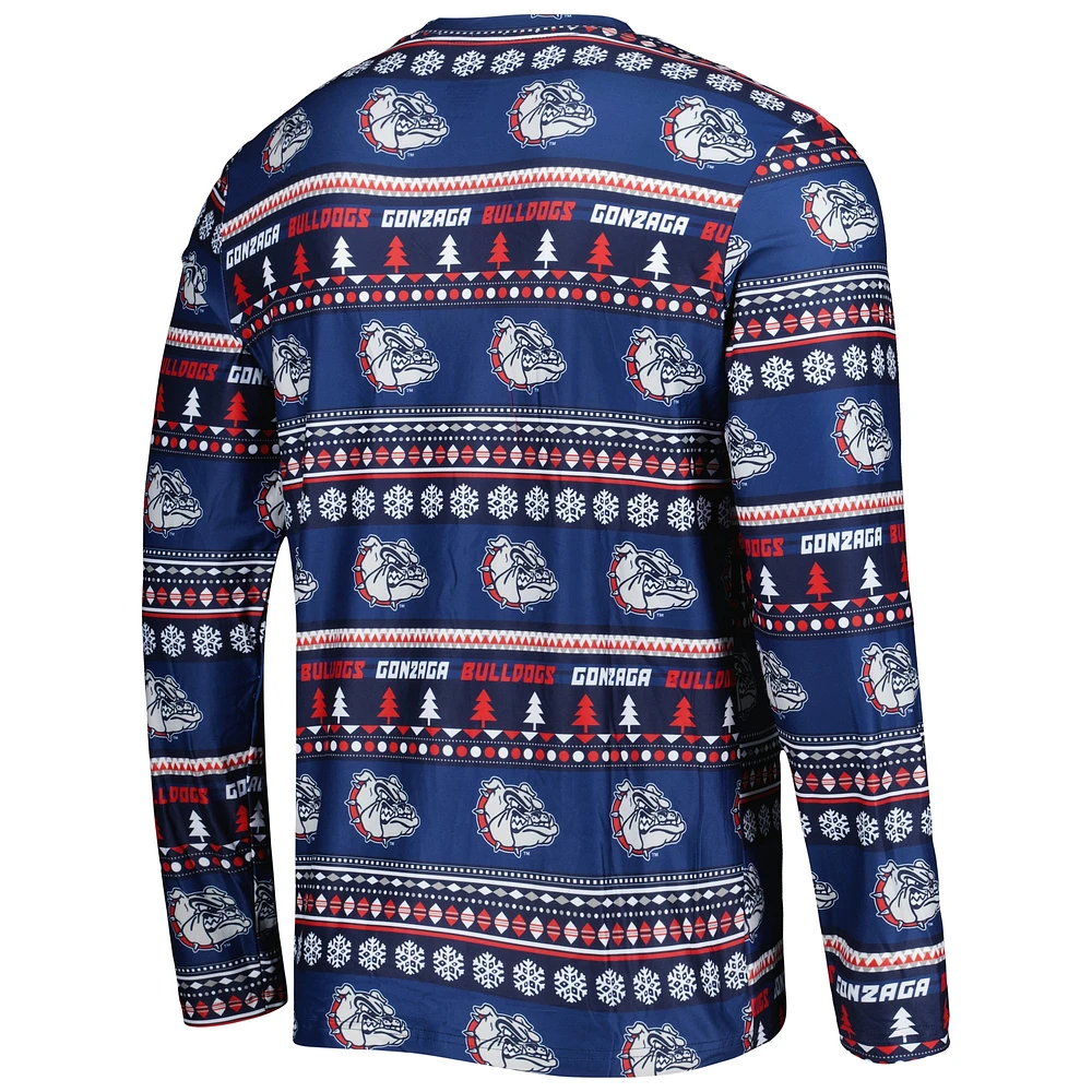 Men's Concepts Sport Navy Gonzaga Bulldogs Swivel Long Sleeve T-Shirt & Pants Sleep Set