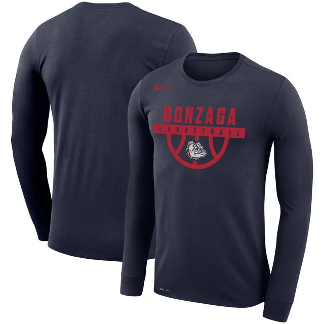 T-shirt de performance à manches longues Nike bleu marine Gonzaga Bulldogs Basketball Drop Legend pour homme