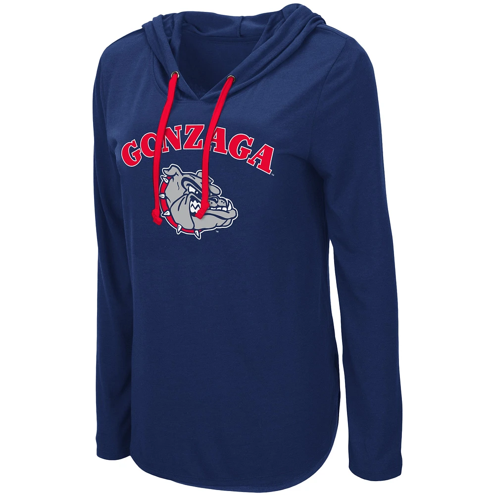 Women's Colosseum Navy Gonzaga Bulldogs My Lover Lightweight Hooded Long Sleeve T-Shirt