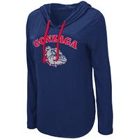 Women's Colosseum Navy Gonzaga Bulldogs My Lover Lightweight Hooded Long Sleeve T-Shirt