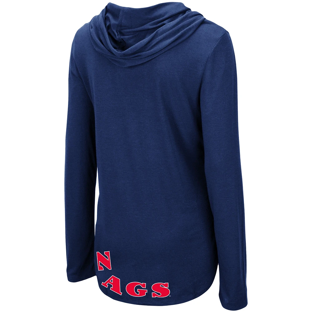 Women's Colosseum Navy Gonzaga Bulldogs My Lover Lightweight Hooded Long Sleeve T-Shirt