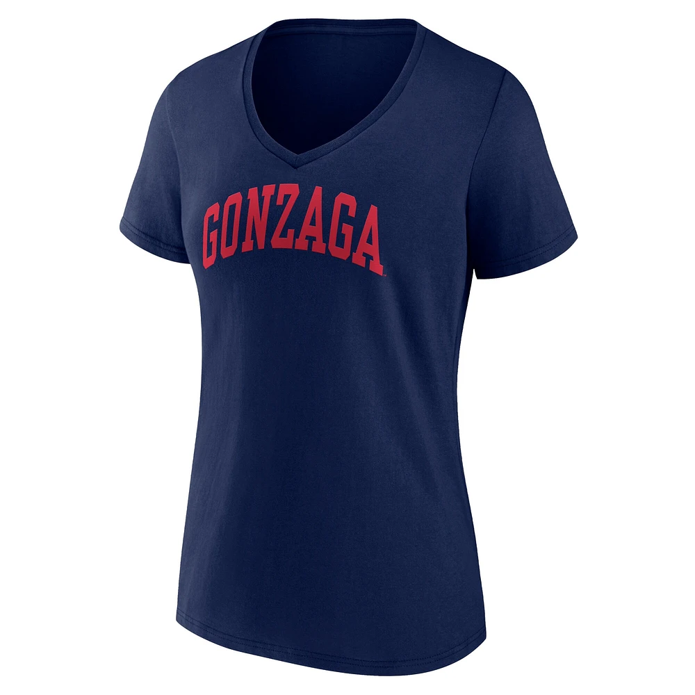 Women's Fanatics Navy Gonzaga Bulldogs Basic Arch V-Neck T-Shirt