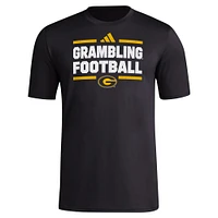 Men's adidas Black Grambling Tigers Locker Football Pre-Game AEROREADY T-Shirt