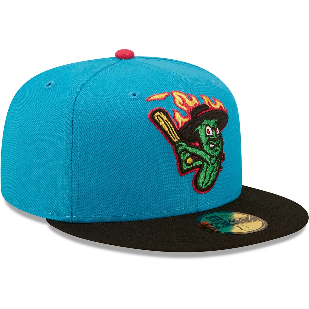 Men's New Era Aqua/Black Pepinillos Picantes del Norte Copa De La Diversion 59FIFTY Fitted Hat