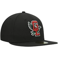 Men's New Era Black Great Lakes Loons Authentic Collection Road 59FIFTY Fitted Hat