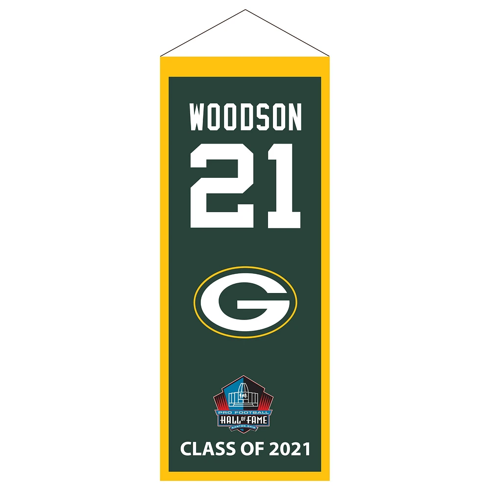 Charles Woodson Green Bay Packers 2021 Pro Football Hall of Fame Intronisation Mini bannière Legacy 6'' x 15''