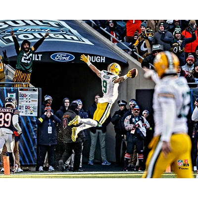 Christian Watson, joueur non signé des Packers de Green Bay, saute pour un touchdown