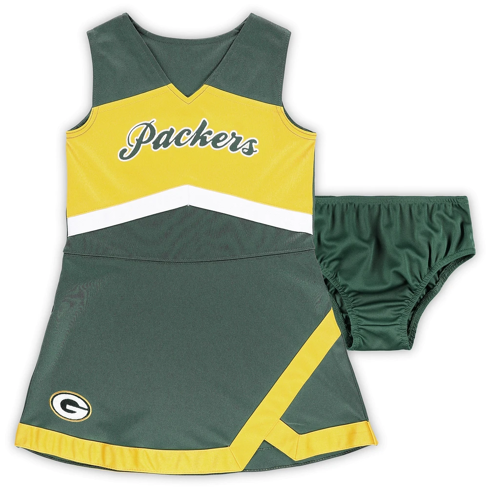 Girls Preschool Green Bay Packers Two-Piece Cheer Captain Jumper Dress with Bloomers Set