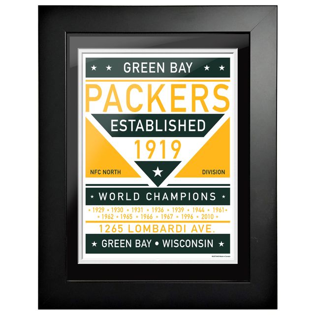Green Bay Packers - Oeuvre encadrée double ton de l'équipe de 12 po x 16 po