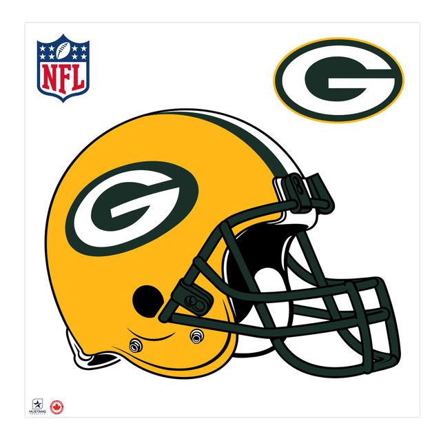 Green Bay Packers - Autocollant mural repositionnable pour casque d'équipe 36''