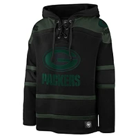 Men's '47 Black Green Bay Packers Dark Pop Lace-Up Pullover Hoodie