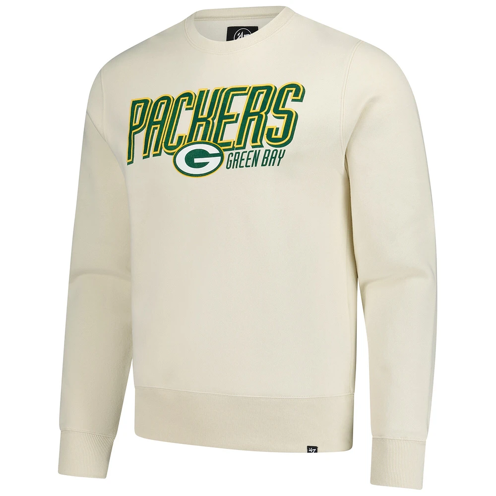 Men's '47 Cream Green Bay Packers Locked Headline Pullover Sweatshirt