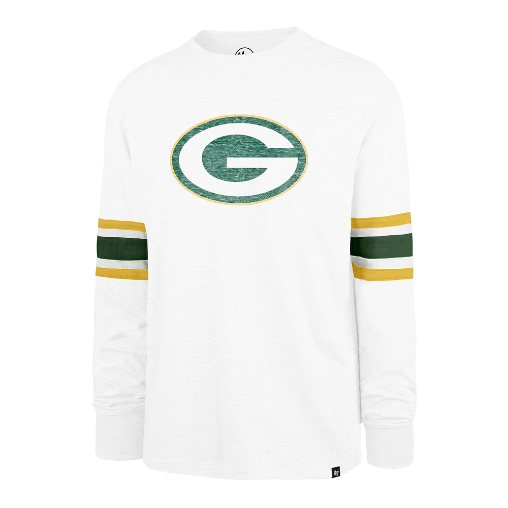 Men's '47 White Green Bay Packers Gridiron Premier Brex Long Sleeve T-Shirt