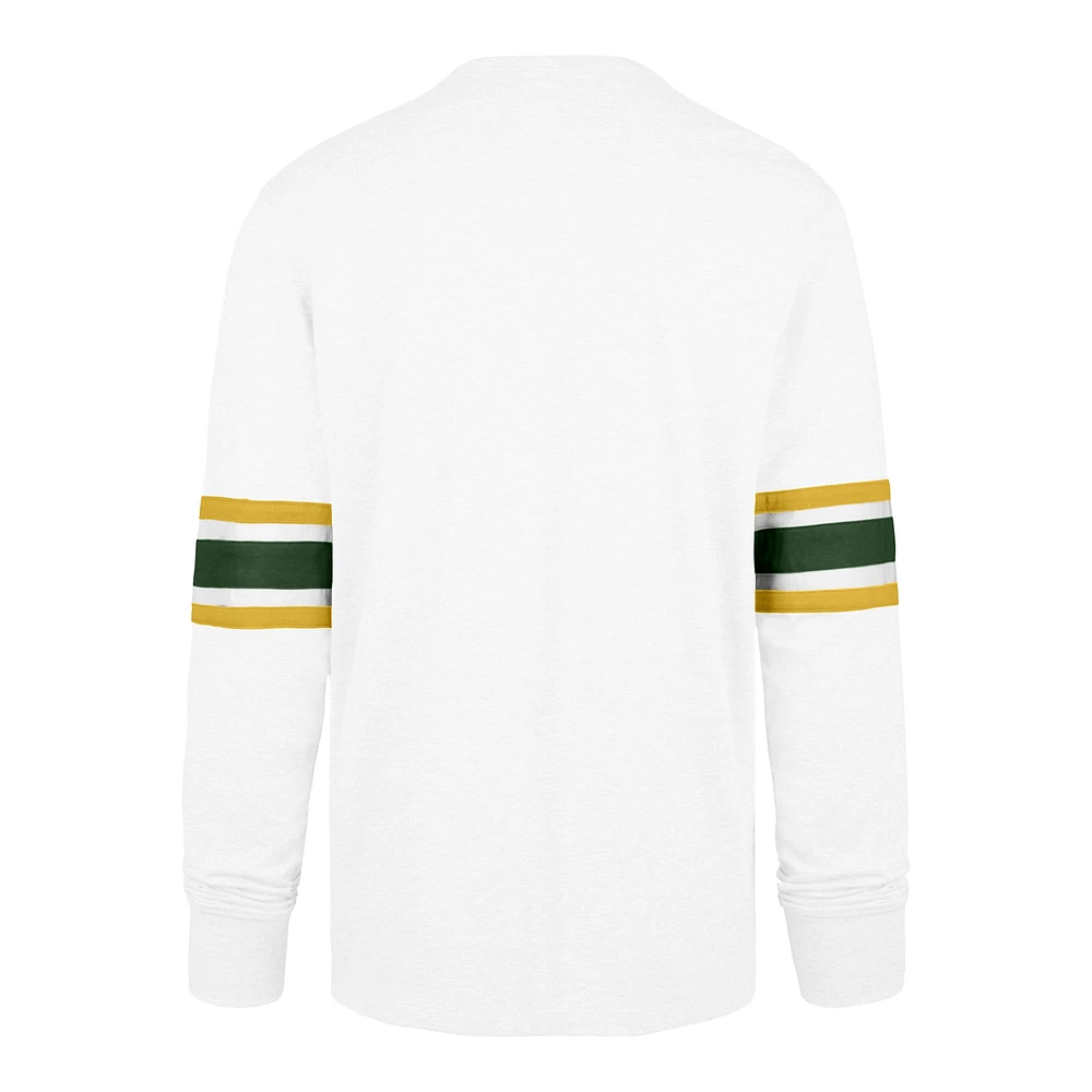Men's '47 White Green Bay Packers Gridiron Premier Brex Long Sleeve T-Shirt
