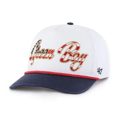 Men's '47 White Green Bay Packers Patriotic Overhand Hitch Adjustable Hat