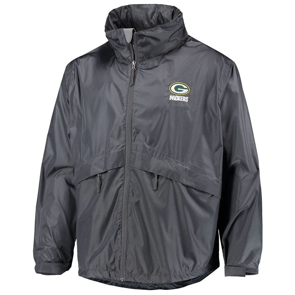 Dunbrooke Graphite Green Bay Packers Circle Sportsman Veste imperméable compressible légère à fermeture éclair intégrale pour homme