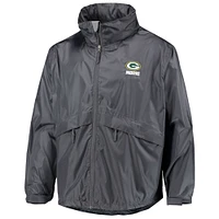Dunbrooke Graphite Green Bay Packers Circle Sportsman Veste imperméable compressible légère à fermeture éclair intégrale pour homme