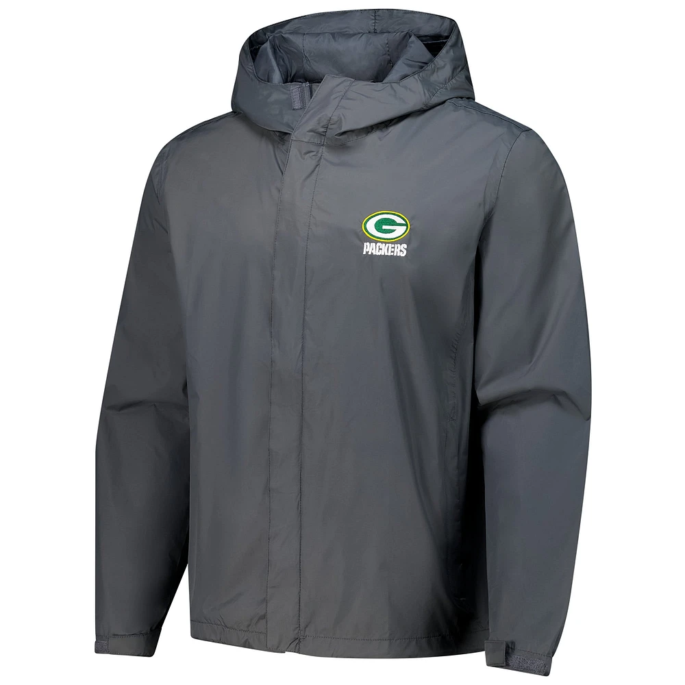 Men's Dunbrooke Graphite Green Bay Packers Tropic Waterproof Packable Full-Zip Hoodie Jacket