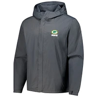 Men's Dunbrooke Graphite Green Bay Packers Tropic Waterproof Packable Full-Zip Hoodie Jacket