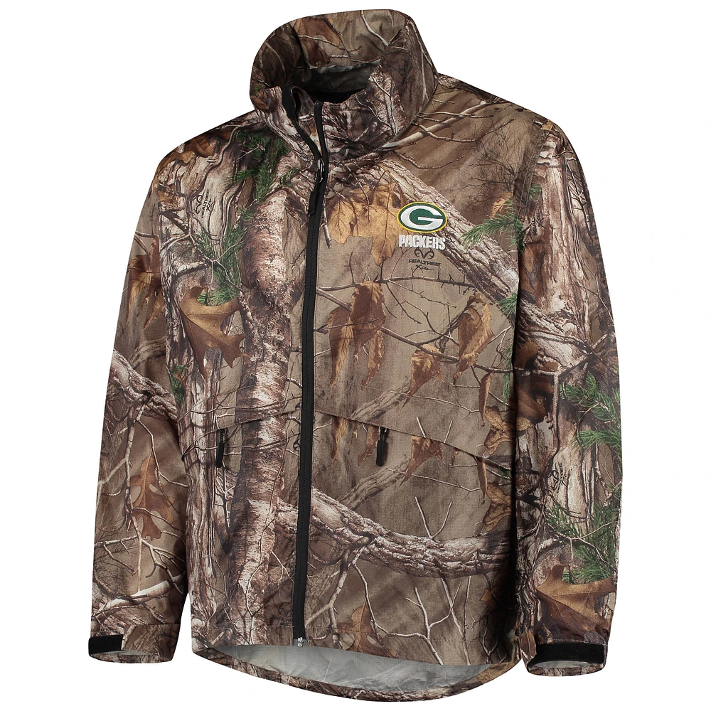 Dunbrooke Realtree Camo Green Bay Packers Circle Sportsman Veste imperméable repliable à fermeture éclair intégrale pour homme