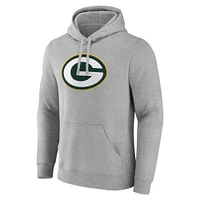 Men's Fanatics Heather Gray Green Bay Packers Deliver Fleece Pullover Hoodie