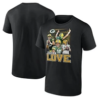 T-shirt graphique pour homme Fanatics Jordan Love Black Green Bay Packers Notorious Player