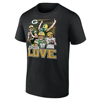 T-shirt graphique pour homme Fanatics Jordan Love Black Green Bay Packers Notorious Player