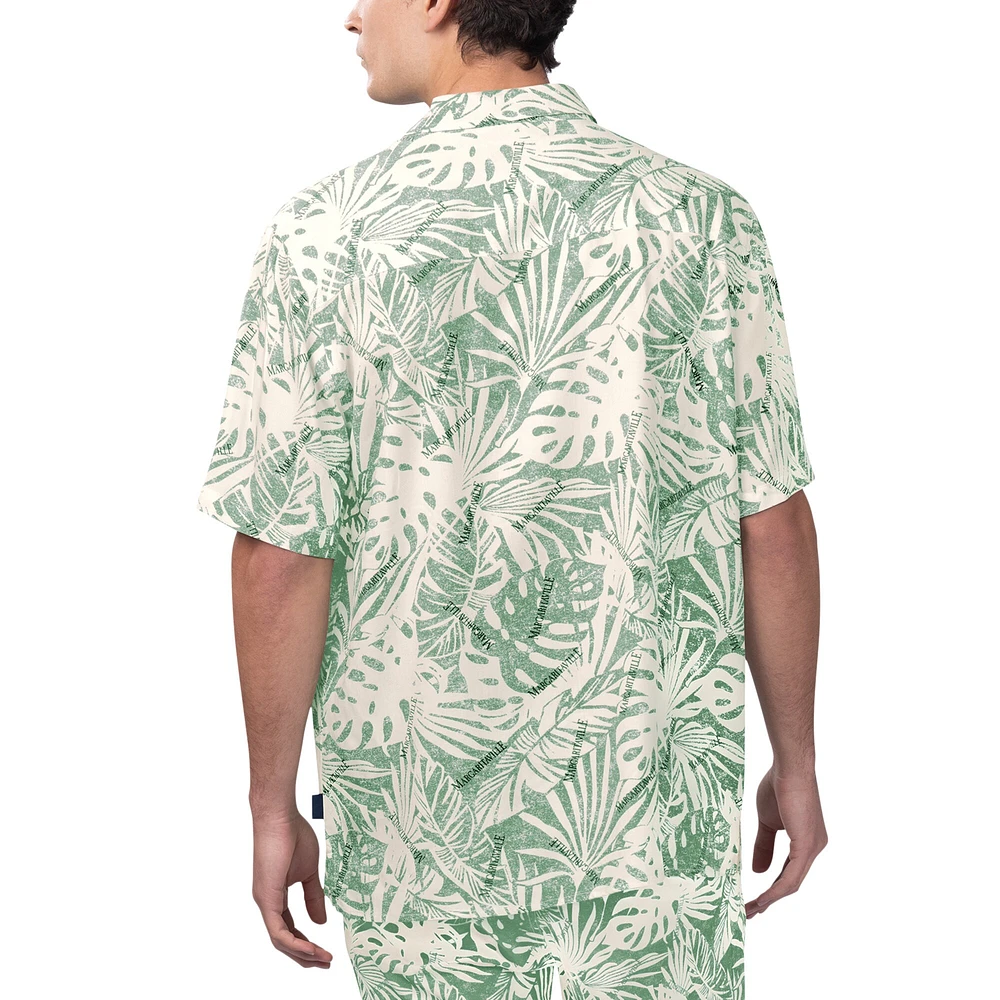 Men's Margaritaville Green Bay Packers Sandwashed Monstera Print Party Button-Up Shirt