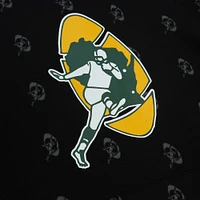 Men's Mitchell & Ness Black Green Bay Packers Allover Print Fleece Pullover Hoodie