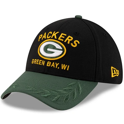 Casquette New Era 39THIRTY Flex noire/verte pour homme des Packers de Green Bay, draft NFL 2025