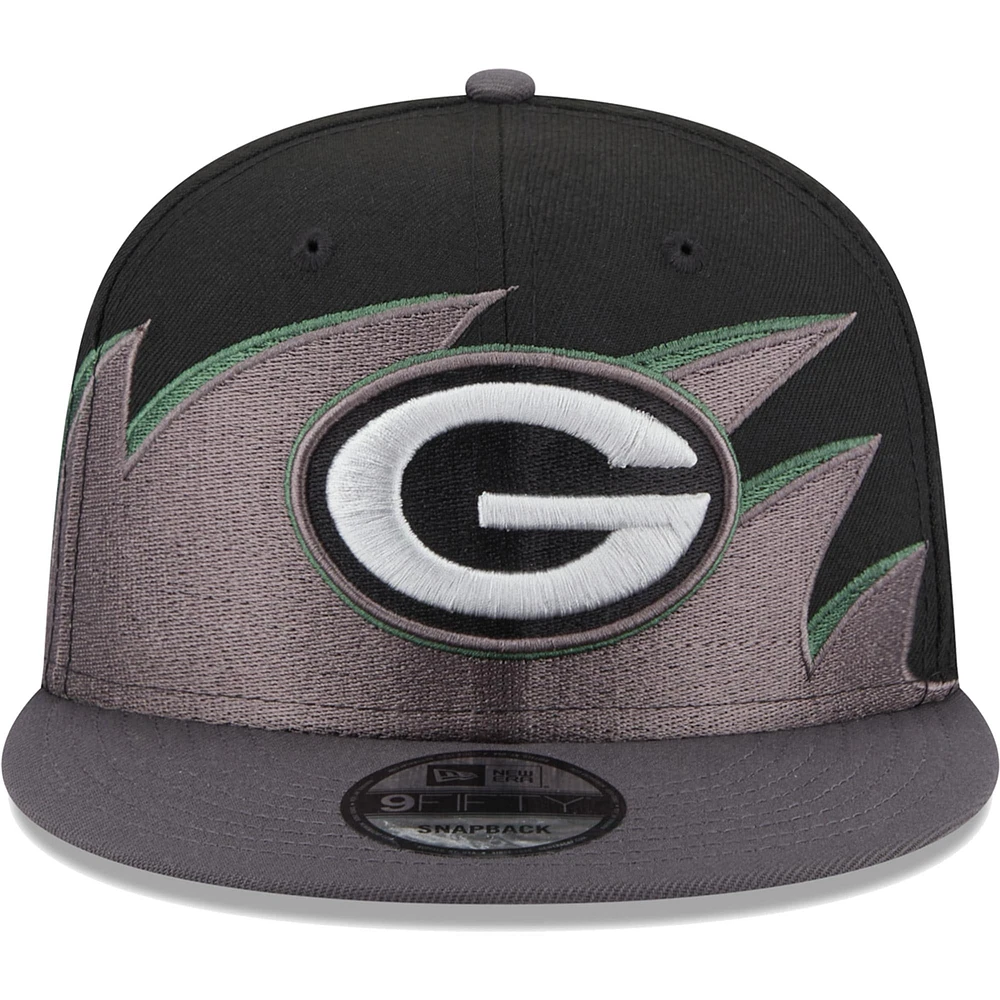 Men's New Era Black Green Bay Packers Tidal 9FIFTY Snapback Hat