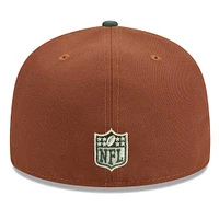 Men's New Era Brown Green Bay Packers Harvest  59FIFTY Fitted Hat