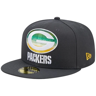 Casquette ajustée New Era Graphite Green Bay Packers Color Dim 59FIFTY pour homme