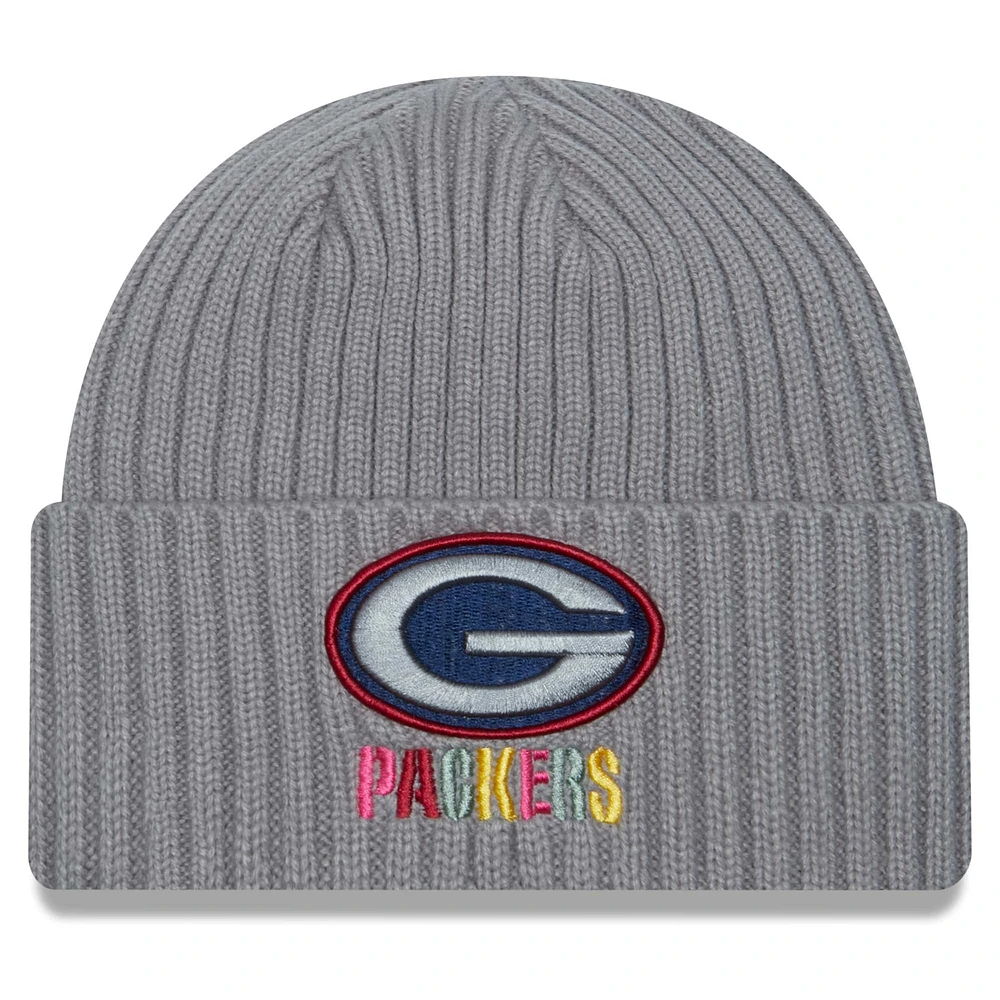 Men's New Era Gray Green Bay Packers Color Pack Cuffed Knit Hat