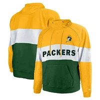 Men's New Era Green Bay Packers Big & Tall Throwback Colorblock Pullover Hoodie