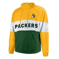 Men's New Era Green Bay Packers Big & Tall Throwback Colorblock Pullover Hoodie