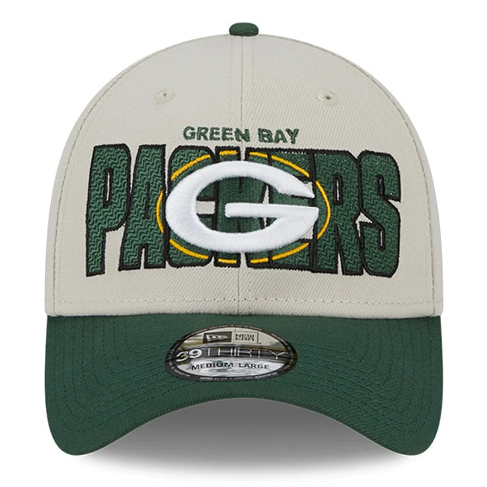 Casquette Flex New Era Stone/Green Green Bay Packers 2023 NFL Draft 39THIRTY pour homme