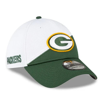 Casquette flex 39THIRTY Sideline 2023 New Era pour homme, blanc/vert Green Bay Packers