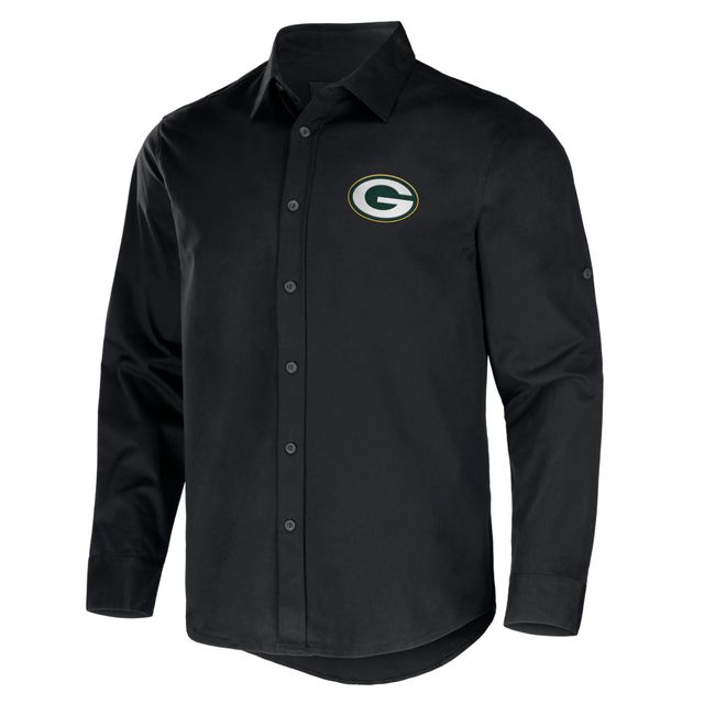Collection NFL x Darius Rucker pour hommes par Fanatics Chemise boutonnée à manches longues en sergé convertible noire des Green Bay Packers