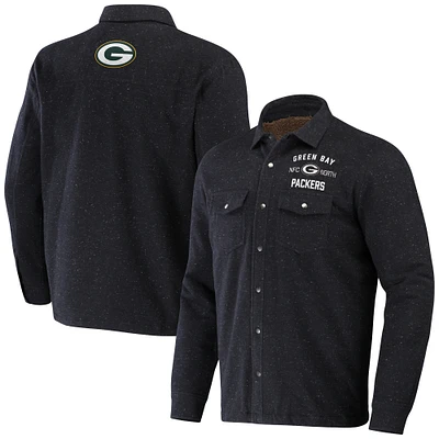 Veste Shacket à boutons-pression pour homme de la collection NFL x Darius Rucker Fanatics, couleur anthracite, des Green Bay Packers