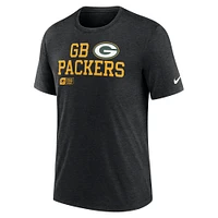 Men's Nike Black Green Bay Packers Overlap Lockup Tri-Blend T-Shirt