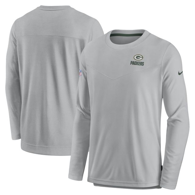 T-shirt à manches longues pour homme Nike Green Bay Packers Sideline Lockup Performance - Gris