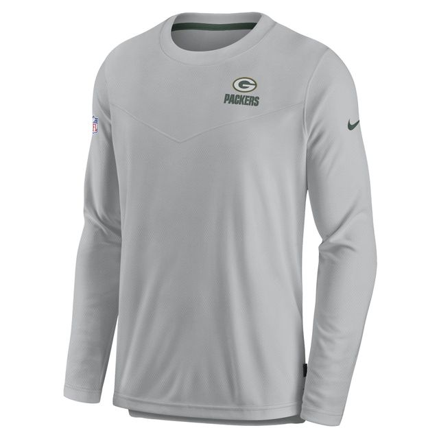T-shirt à manches longues pour homme Nike Green Bay Packers Sideline Lockup Performance - Gris