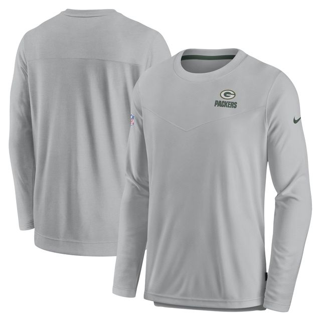 T-shirt à manches longues pour homme Nike Green Bay Packers Sideline Lockup Performance - Gris