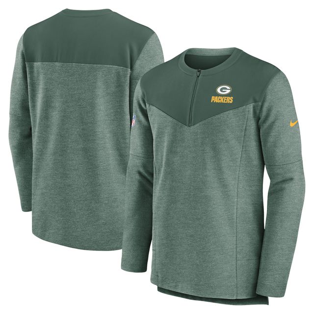 Nike Vert Green Bay Packers Sideline Lockup Performance pour homme - Haut à quart de zip