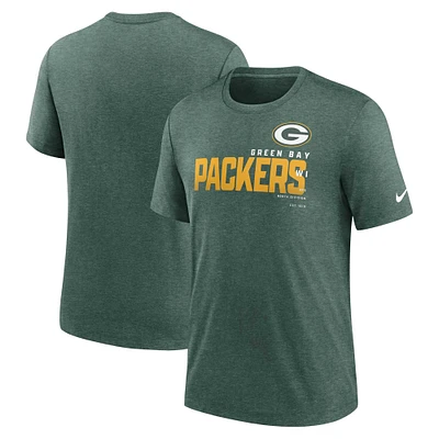 Men's Nike Heather Green Bay Packers Wordmark Tri-Blend - T-Shirt