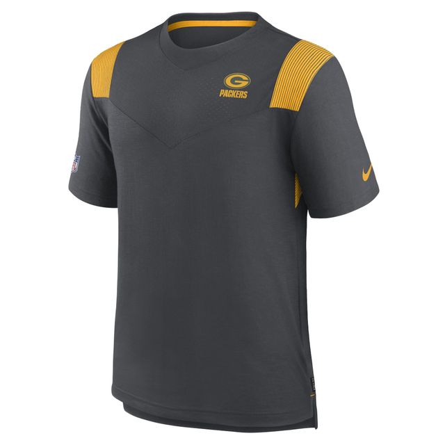 T-shirt pour homme Nike Heathered Charcoal/Gold Green Bay Packers Sideline Player Performance