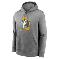 Men's Nike Heathered Gray Green Bay Packers Rewind Club Fleece Pullover Hoodie